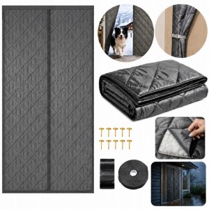 Kurtyna termiczna izolacyjna na magnes do drzwi 100x210 cm, szara