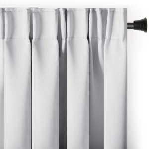 Zasłona blackout 140x245 cm biała zaciemniająca na taśmie wave z szarfą