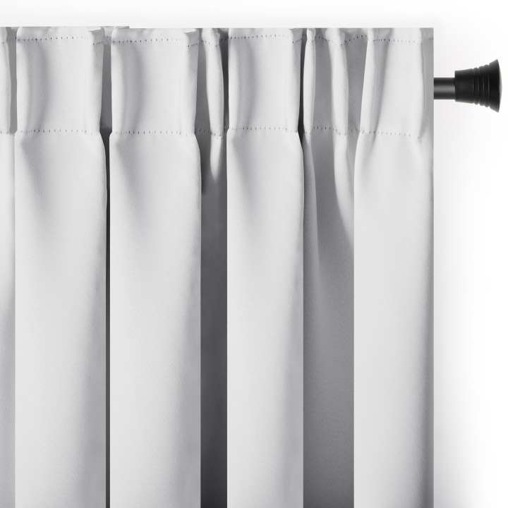 Zasłona blackout 140x245 cm biała zaciemniająca na taśmie wave z szarfą