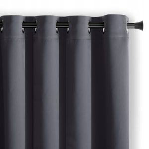 Zasłona 140x245 cm zaciemniająca blackout 90% szara na przelotkach