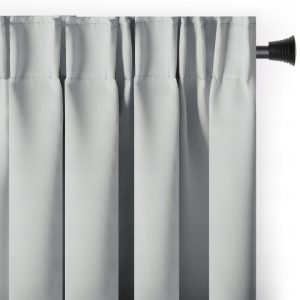 Zasłona zaciemniająca 90% 140x270 cm szara gładka blackout na taśmie wave