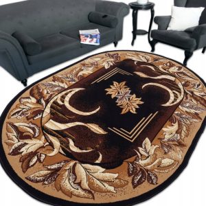Owalny dywan Alfa Shiraz 200x300 cm Piórka brąz beż