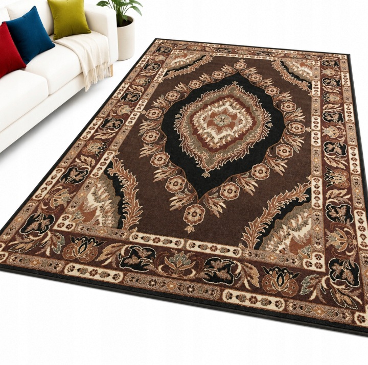 Dywan Alfa Shiraz 200x300 Karo brąz tkany belgijski