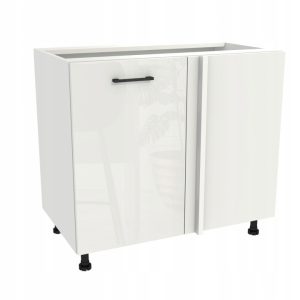 Szafka kuchenna dolna narożna 105 cm biała, front akrylowy połysk CAPRI