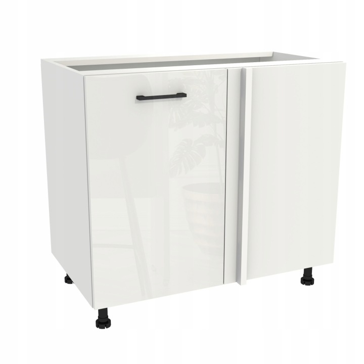Szafka kuchenna dolna narożna 105 cm biała, front akrylowy połysk CAPRI