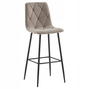 Hoker barowy welurowy taupe do wyspy, loft, siedzisko 77 cm, H111