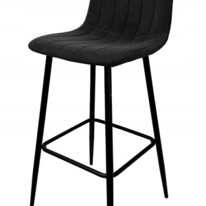 Hoker Barowy Tapicerowany Welurowy 110 cm do Wyspy, Czarny, Loft H112