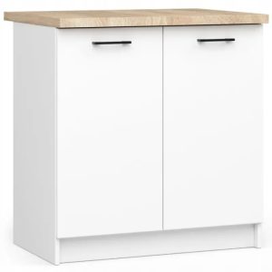 Szafka kuchenna stojąca 80 cm biała, 2 drzwi pełne, mat