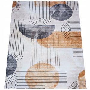 Dywan Art Deco 140x200 cm, geometryczny beż karmel szarość