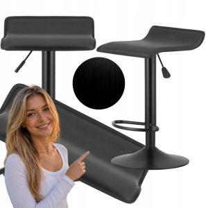 Hoker barowy czarny obrotowy regulowany ekoskóra TOVI 63-84 cm