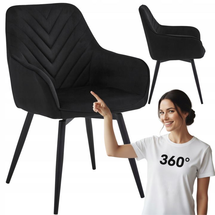 Krzesło obrotowe welurowe velvet czarne MARS360 do salonu i jadalni