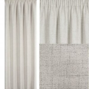 Zasłona beżowa 140x270 cm półzaciemniająca na taśmie, żabki, agrafki