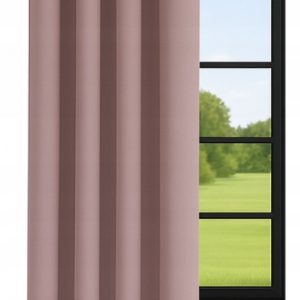 Zasłona welurowa 140x240 cm różowa gładka na przelotkach, zaciemniająca