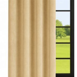 Zasłona welurowa 140x270 cm beżowa zaciemniająca na przelotkach, elegancka