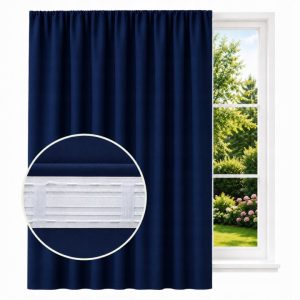 Zasłona zaciemniająca 140x250 cm granatowa na taśmie WAVE blackout, tunel