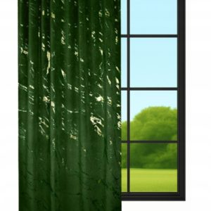 Zasłona welurowa 140x250 cm, marmur, butelkowa zieleń ze złotym wzorem