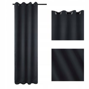 Zasłona 140x250 cm ciemny szary zaciemniająca blackout na przelotkach