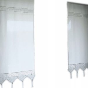 Zasłona z koronką biała 60x150 cm z tunelem, 80% bawełna