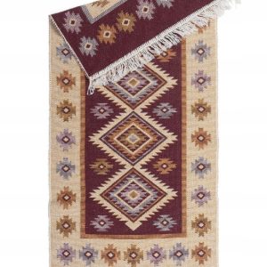 Kilim tkany dwustronny 80x150 cm śliwkowy w romby