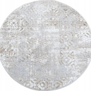 Okrągły dywan Wenecja kremowy 120 cm z połyskującym ornamentem