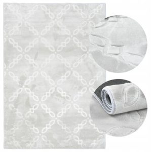 Dywan glamour szary 160x220 z połyskiem i wzorem 3D