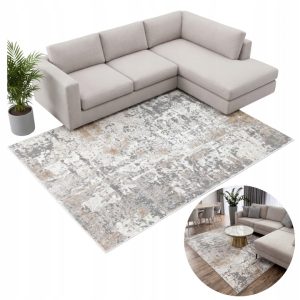 Szary dywan glamour 160x230 cm z dwupoziomowym runem
