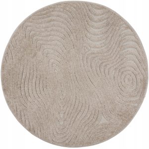 Okrągły dywan boho 120 cm w beżowym kolorze, efekt 3D
