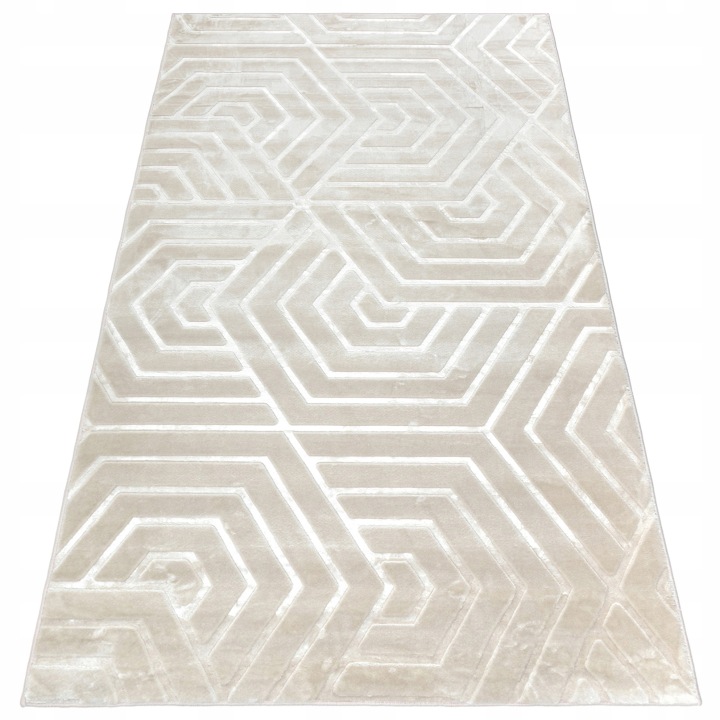 Beżowy dywan glamour 80x150 cm z połyskiem 3D