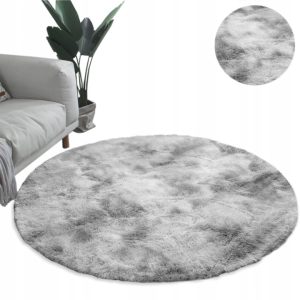 Okrągły dywan Shaggy Ombre 120 cm, jasnoszary