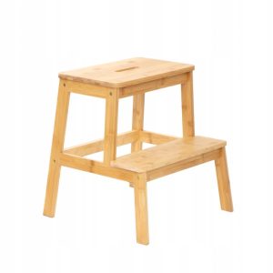 Taboret ze schodkiem PASSO bambusowy naturalny, do kuchni i garderoby