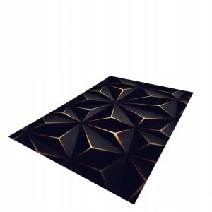 Dywan geometryczny czarno złoty glamour do salonu 140x200