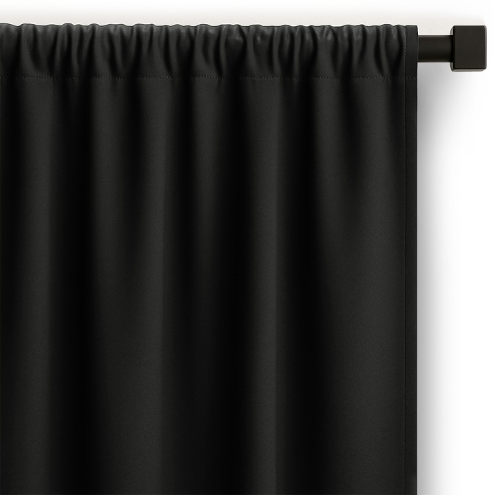 Zasłona czarna 200x270 cm na taśmie multi, półzaciemniająca