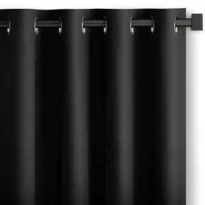 Zasłona na przelotkach gładka czarna 200x250 cm półzaciemniająca do salonu