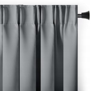 Zasłona 200x245 cm szara 90% zaciemniająca na taśmie wave ze szarfą
