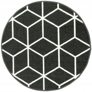 Okrągły dywan Cubes grafitowo-biały 100 cm