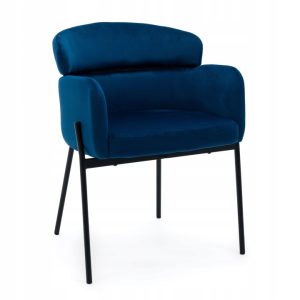 Krzesło tapicerowane welurowe BOLZANO granatowe, do salonu i jadalni