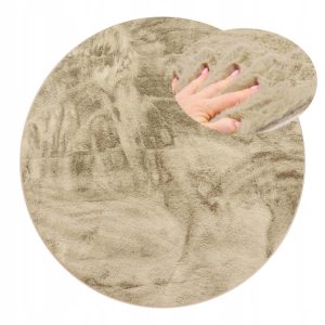 Okrągły beżowy dywan Rabbit 80 cm, puszysty plusz