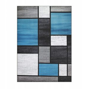Dywan geometryczny BCF 200x300 cm niebieski, szary i czarny