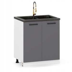 Szafka kuchenna stojąca pod zlew 80 cm, 2 drzwi, front antracyt mat