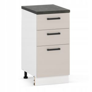Szafka kuchenna dolna stojąca 40 cm kaszmir, 3 szuflady, płyta laminowana
