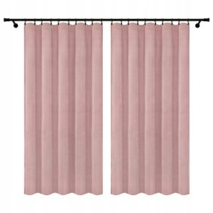 Zasłony welurowe 140x240 cm różowe, półzaciemniające, na taśmie, 2 szt.