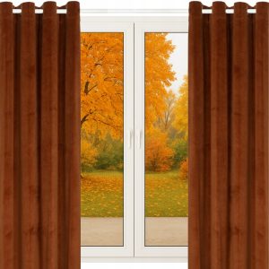 Zasłony welurowe 140x260 na przelotkach, ceglaste, 2 szt., zaciemnienie 90%