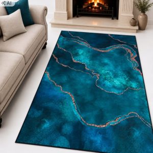 Dywan Fancy 200x300 Marmur Blue Green Turkus Antypoślizgowy