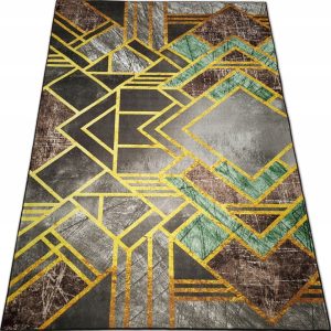 Dywan Fancy 160x230 Linie Gold Grey Green Boss antypoślizgowy