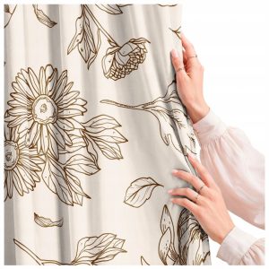 Zasłona do kuchni 140x160 cm na taśmie żabki boho beżowa