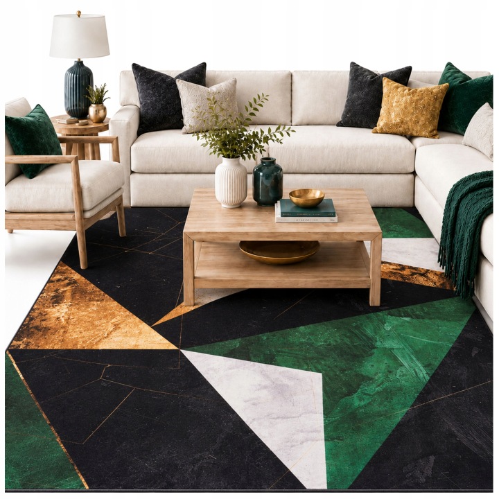 Dywan Strado Novo 120x160 zielony marmur antypoślizgowy