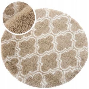 Okrągły dywan Shaggy DECOR 140x140 puszysty khaki