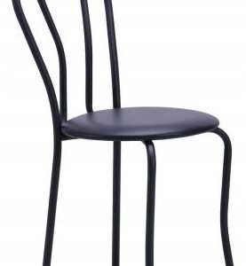 Krzesło kuchenne Tulipan Black II, skóra sztuczna, czarny metal, 150 kg