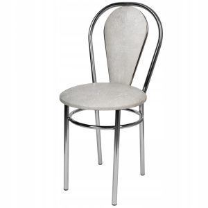 Krzesło metalowe kuchenne tapicerowane Tulipan Plus, chromowane, 87 cm