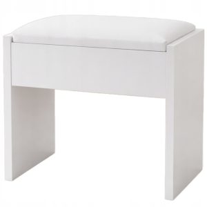 Taboret biały do toaletki – pufa z płyty MDF, 39 cm szer., 43 cm wys.